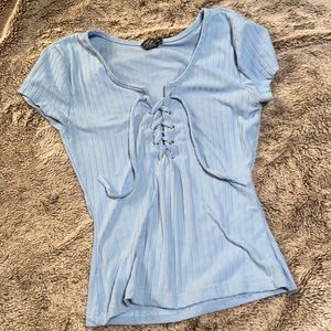 Blue Ribbed Top